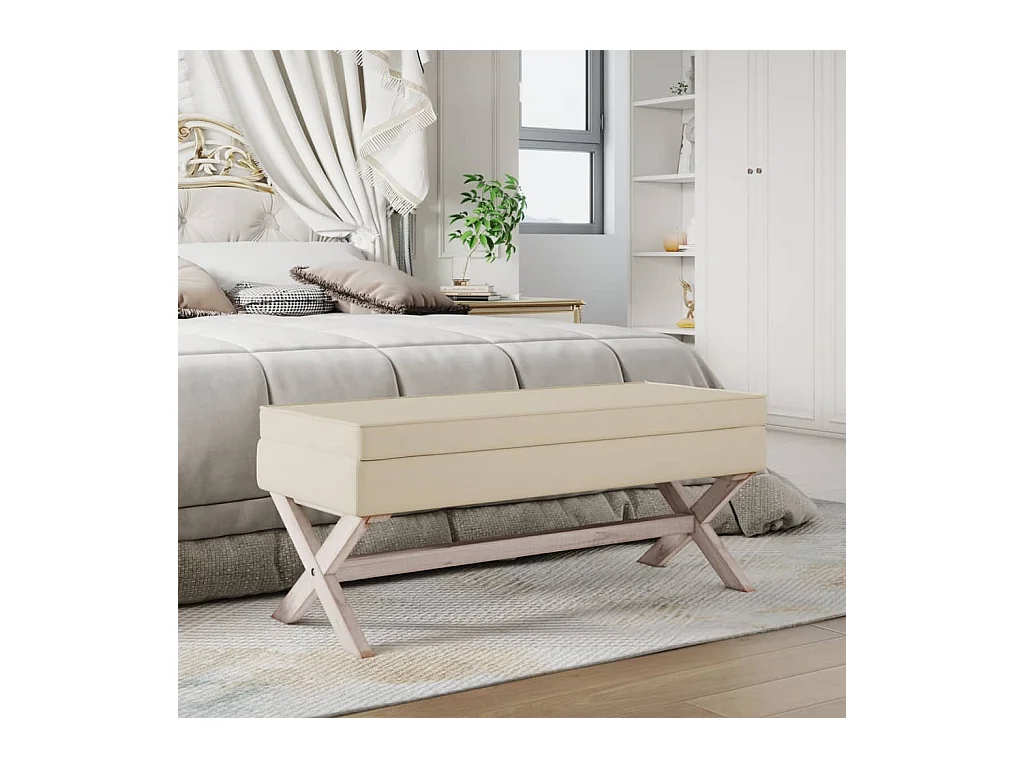 Banc de rangement Beige 110x45x49 cm Lin REO81795