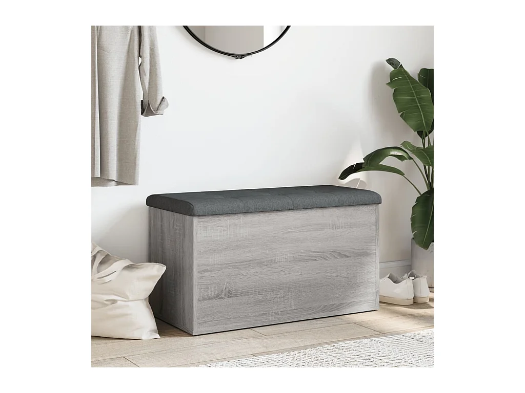 Banco con almacenaje madera ingeniería gris Sonoma 82x42x45 cm ES412583