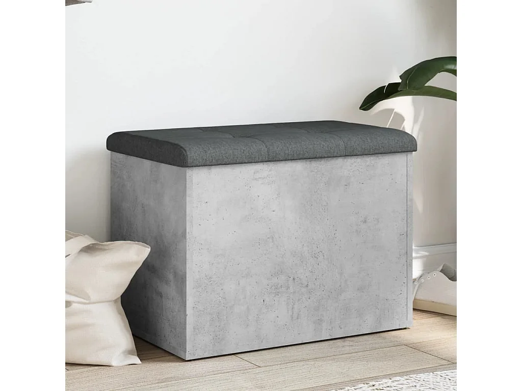 Opbergbankje 62x42x45 cm bewerkt hout betongrijs BE447139