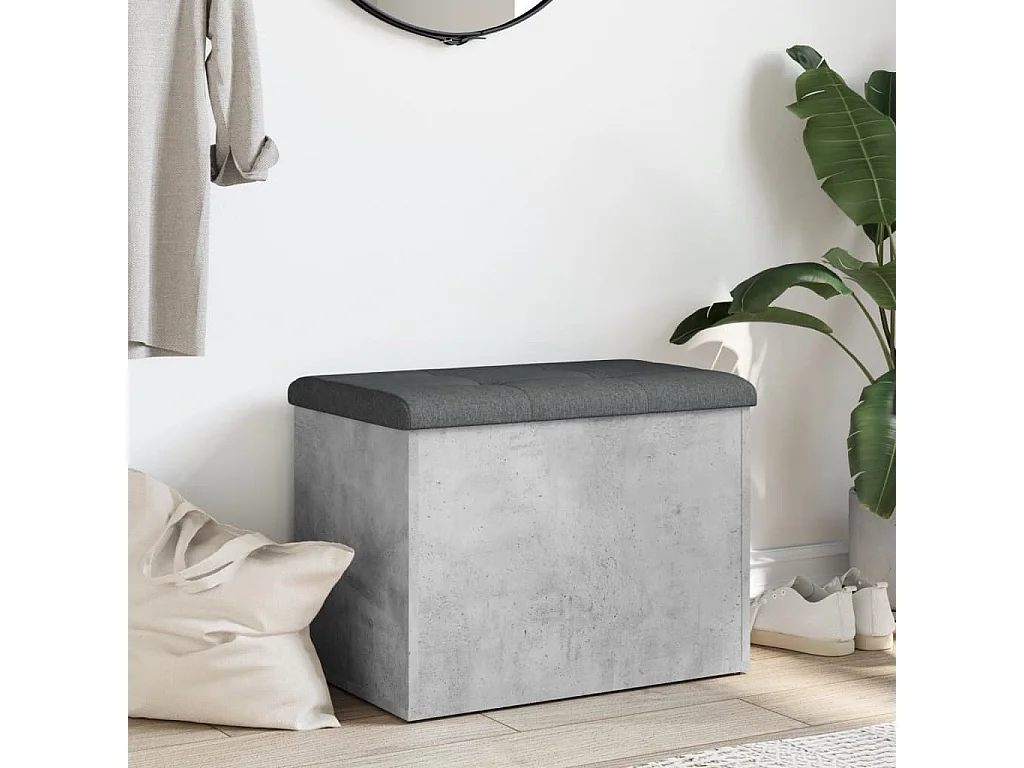 Opbergbankje 62x42x45 cm bewerkt hout betongrijs BE447139