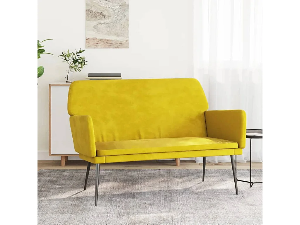 Banc Jaune 108x79x79 cm Velours REO71116