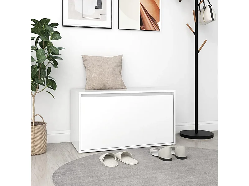 Banco de corredor 80x40x45 cm derivados de madeira branco PT147228