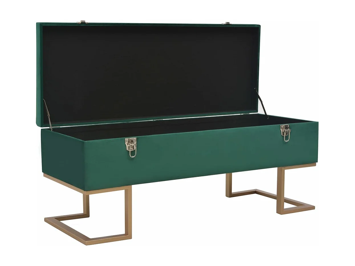 Banc avec compartiment de rangement 105 cm Vert Velours REO78276