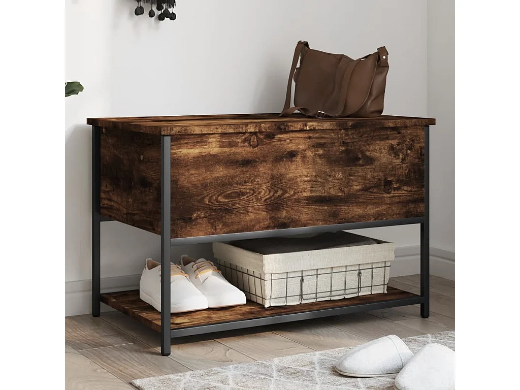 Banc de rangement chêne fumé 70x42,5x47 cm bois d'ingénierie REO68363