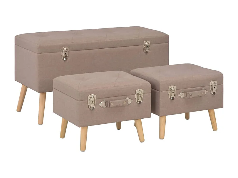 Bancos de arrumação 3 pcs tecido castanho PT960511