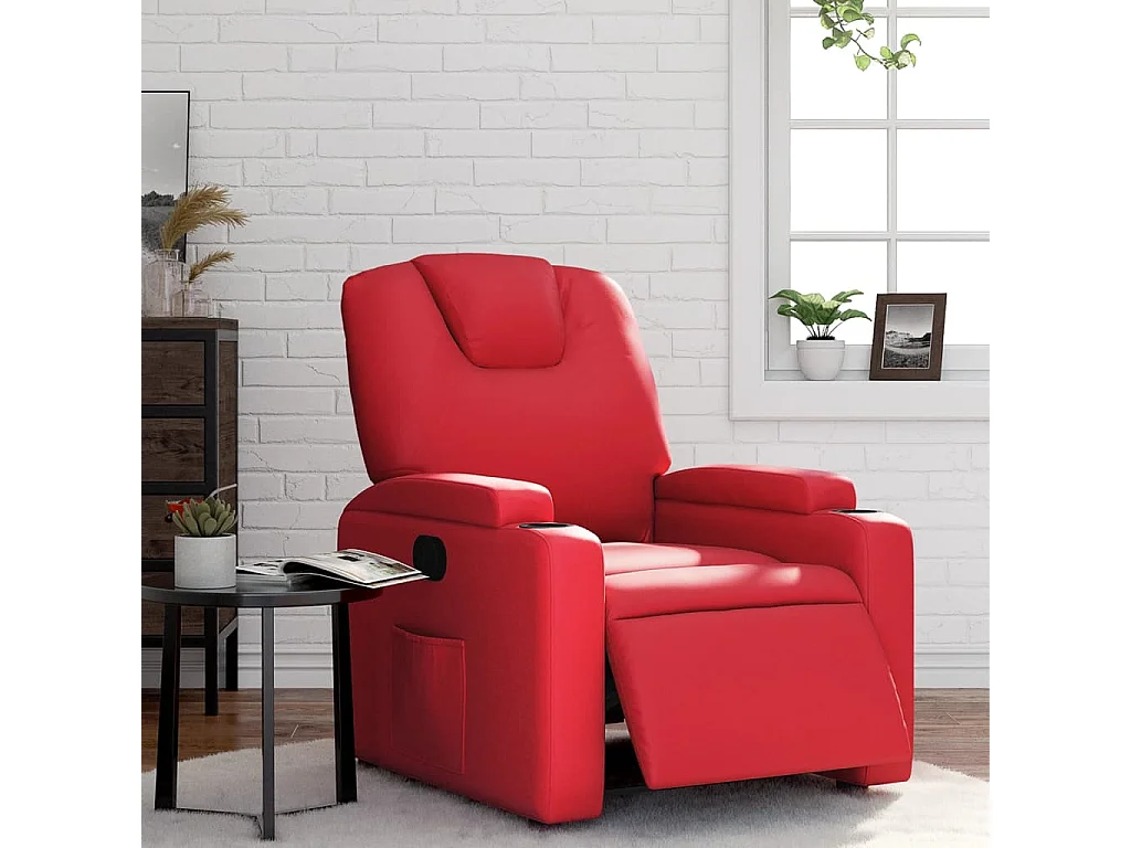 Fauteuil inclinable électrique Rouge Similicuir REO74807