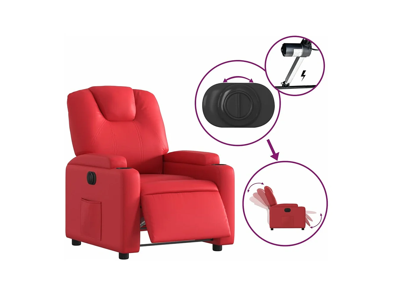 Fauteuil inclinable électrique Rouge Similicuir REO74807
