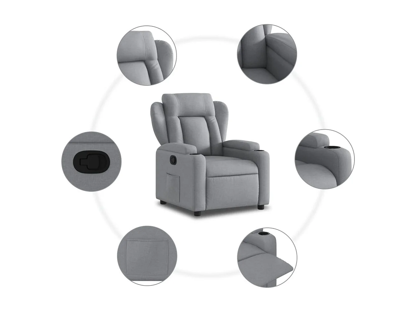 Fauteuil inclinable Gris clair Tissu REO92730