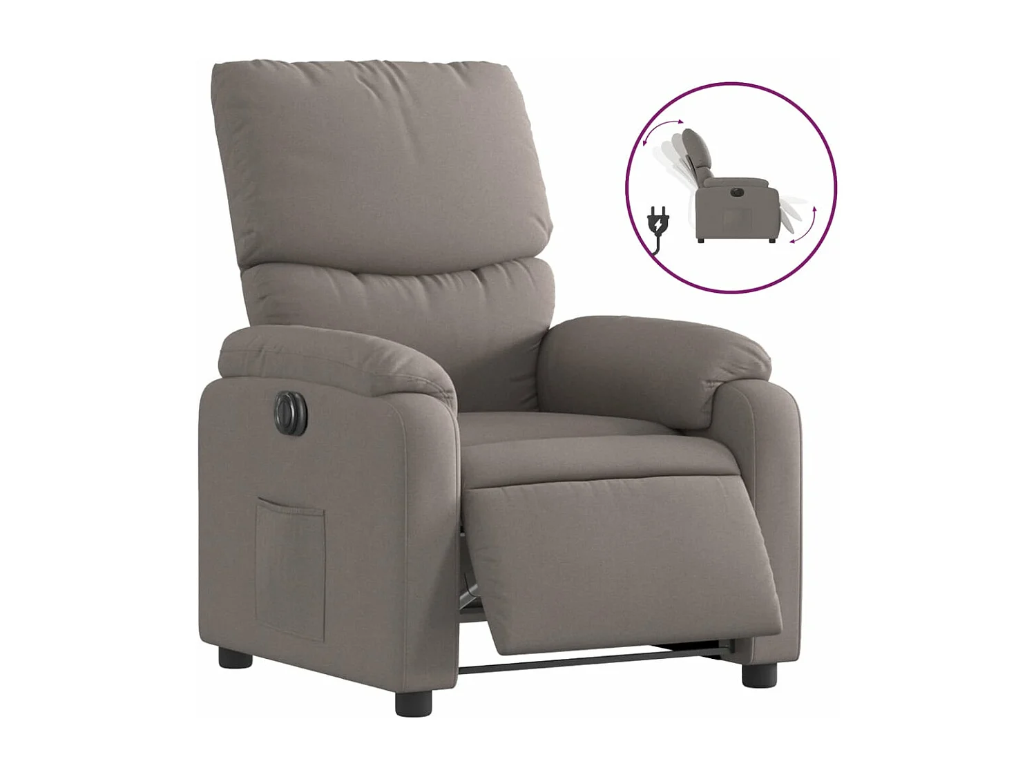 Sillón reclinable eléctrico tela gris taupé YOE94799
