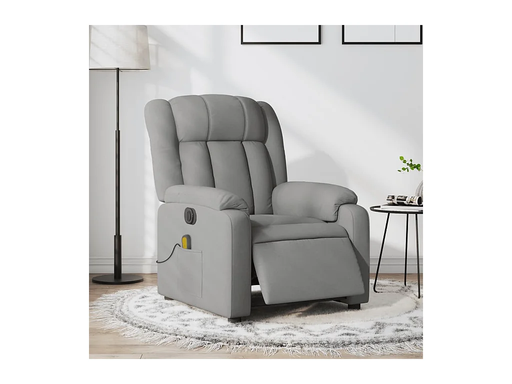 Fauteuil de massage inclinable électrique gris clair tissu REO42766