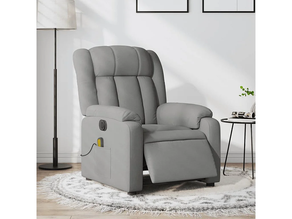 Fauteuil de massage inclinable électrique gris clair tissu REO42766