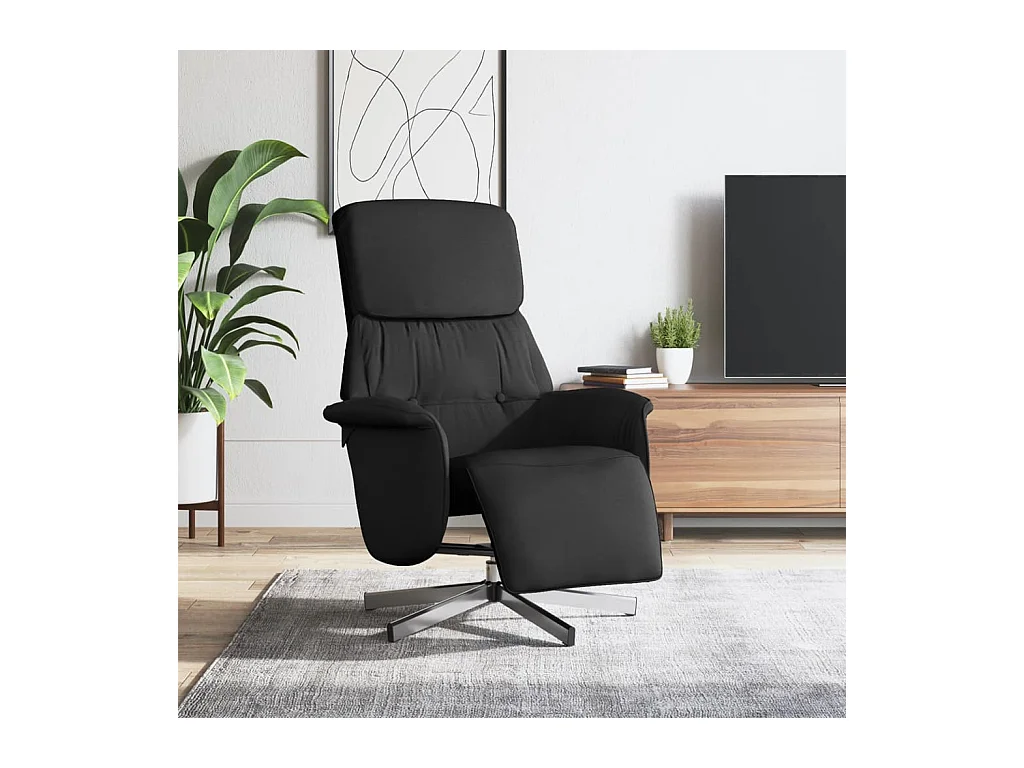 Fauteuil verstelbaar met voetensteun stof zwart NL970052