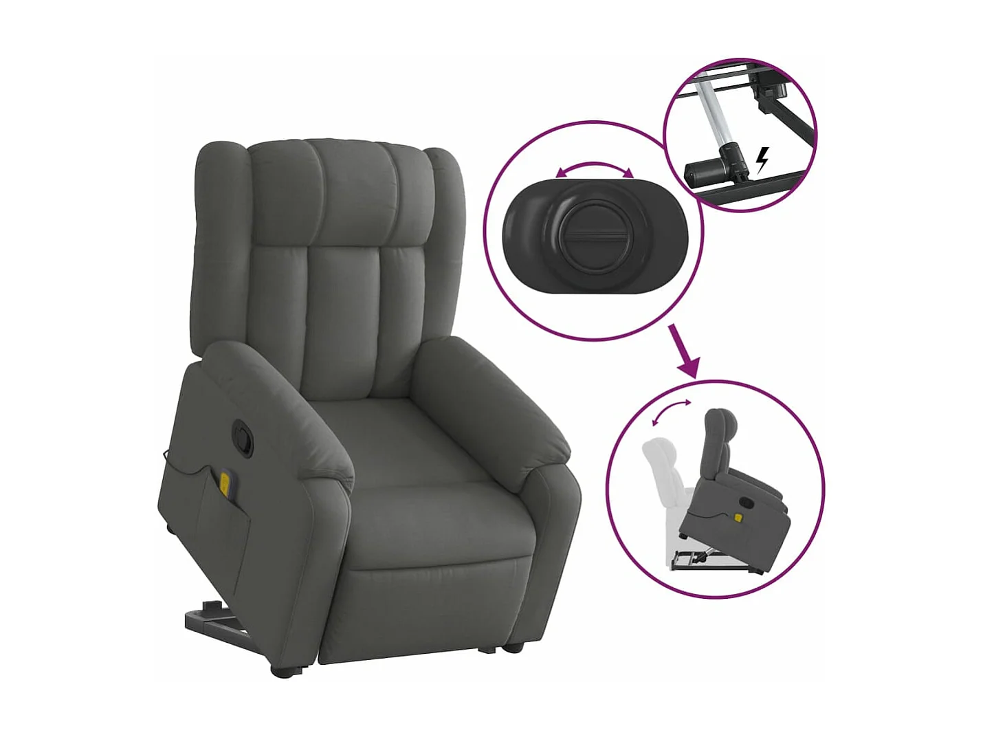 Silla de masaje reclinable de pie de tela gris oscuro YOE22567