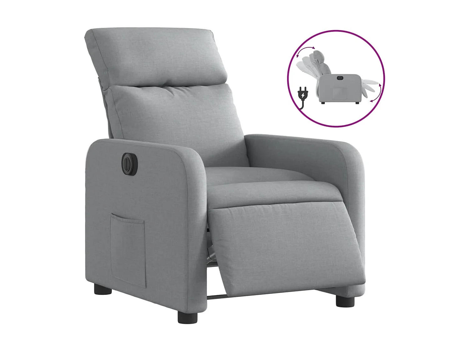 Fauteuil inclinable électrique Gris clair Tissu REO65190