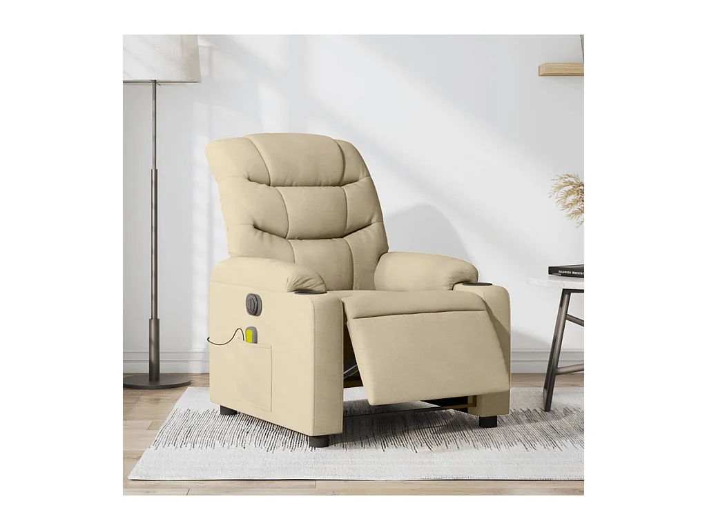 Fauteuil inclinable de massage électrique crème tissu REO34745