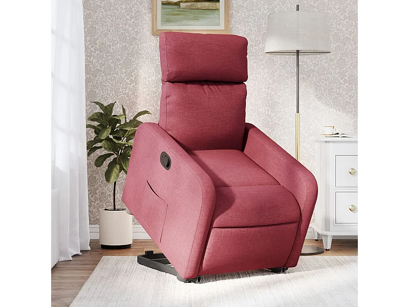 Sillón reclinable elevable tela rojo tinto YOE72243
