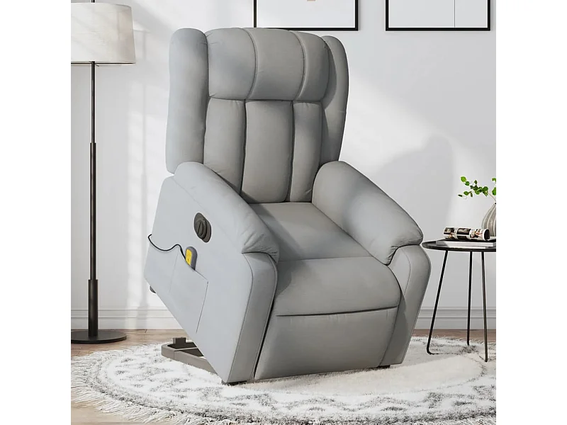 Sillón de masaje eléctrico reclinable elevable tela gris claro YOE11048