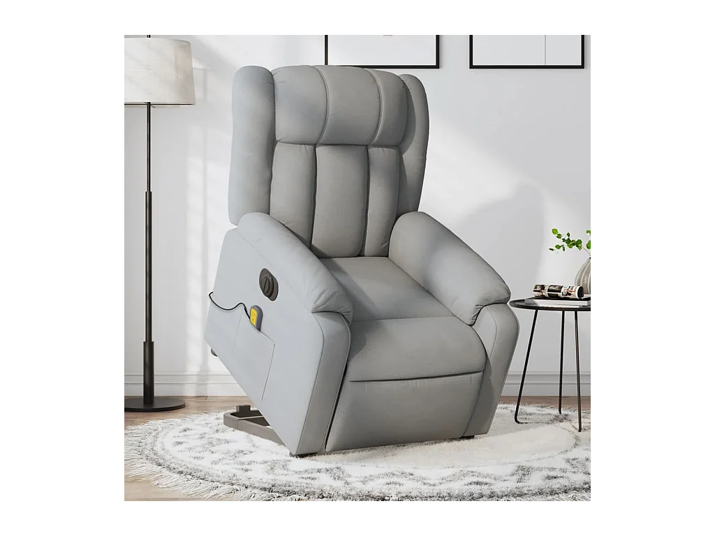Fauteuil inclinable de massage électrique Gris clair Tissu REO68475