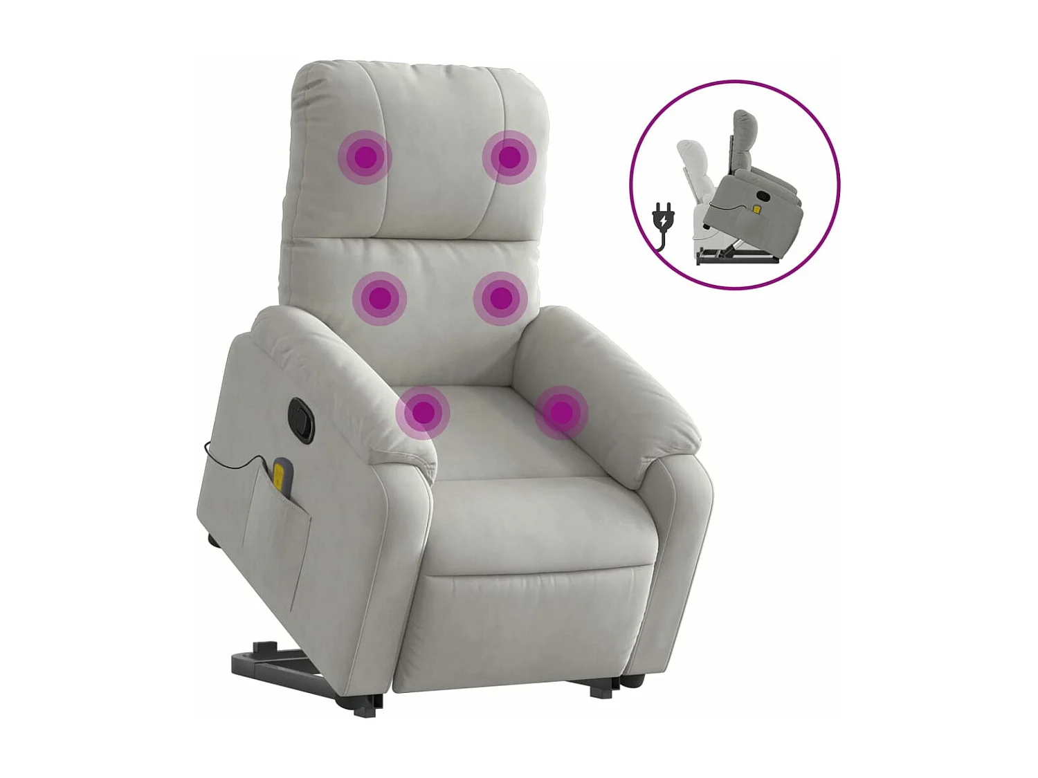 Fauteuil inclinable de massage gris clair tissu microfibre REO71849