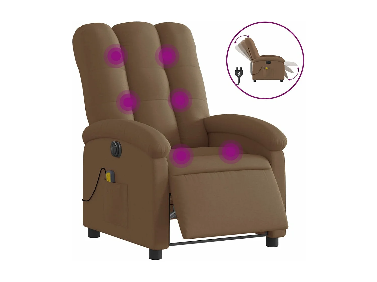 Sillón reclinable de masaje eléctrico tela marrón YOE97713