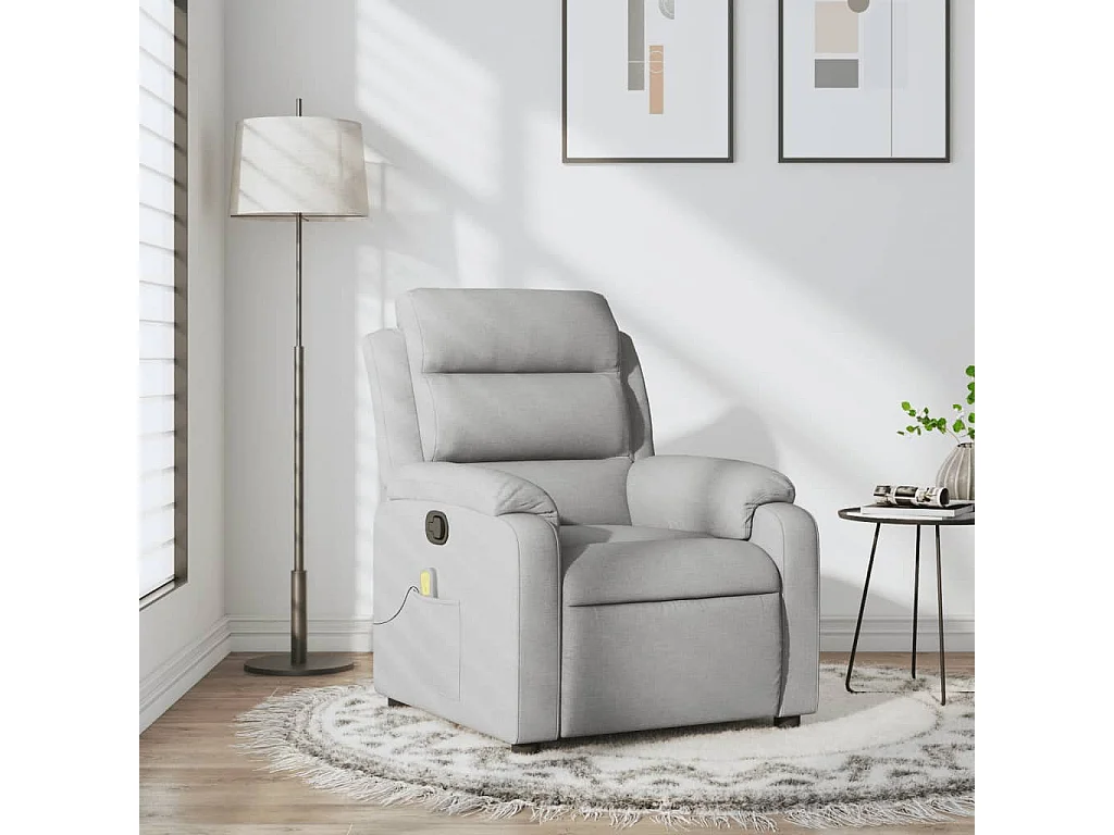 Fauteuil de massage inclinable Gris clair Tissu REO20501