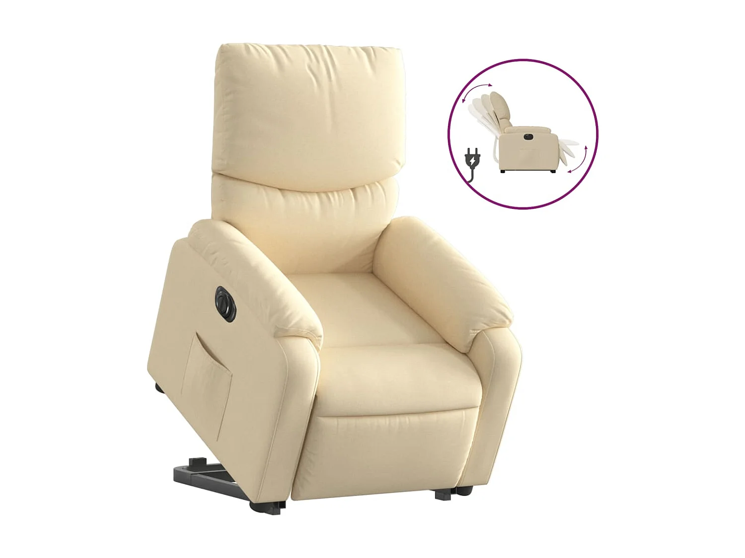 Fauteuil inclinable électrique crème tissu REO87565