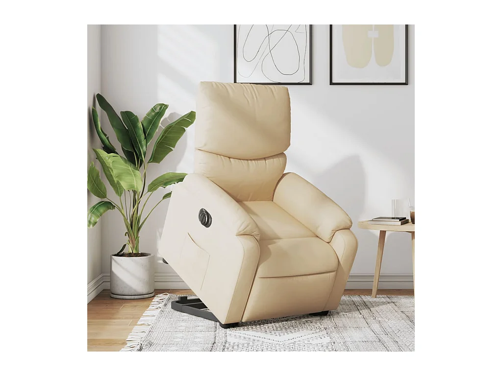 Fauteuil inclinable électrique crème tissu REO87565
