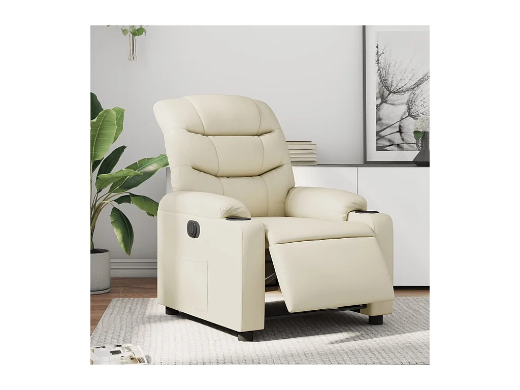 Fauteuil inclinable électrique Crème Similicuir REO68968