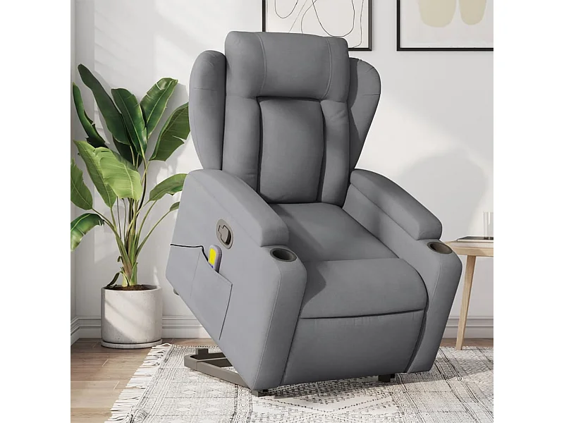 Fauteuil de massage inclinable Gris clair Tissu REO28413