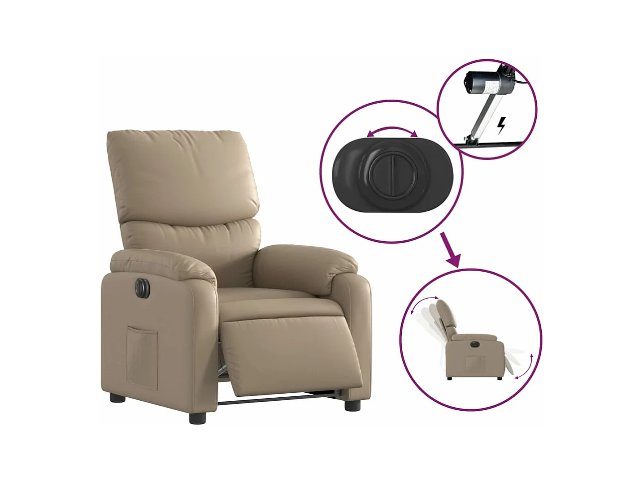 Relaxsessel Elektrisch | Fernsehsessel Cappuccino-Braun Kunstleder -gkd150894