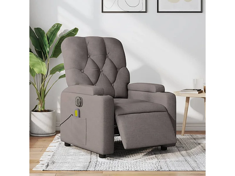 Sillón reclinable de masaje eléctrico tela gris taupe YOE93368