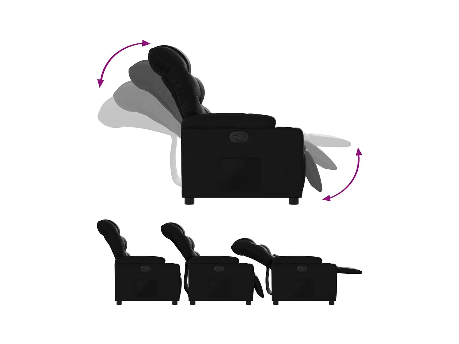 Relaxsessel | Fernsehsessel Schwarz Kunstleder -gkd314426