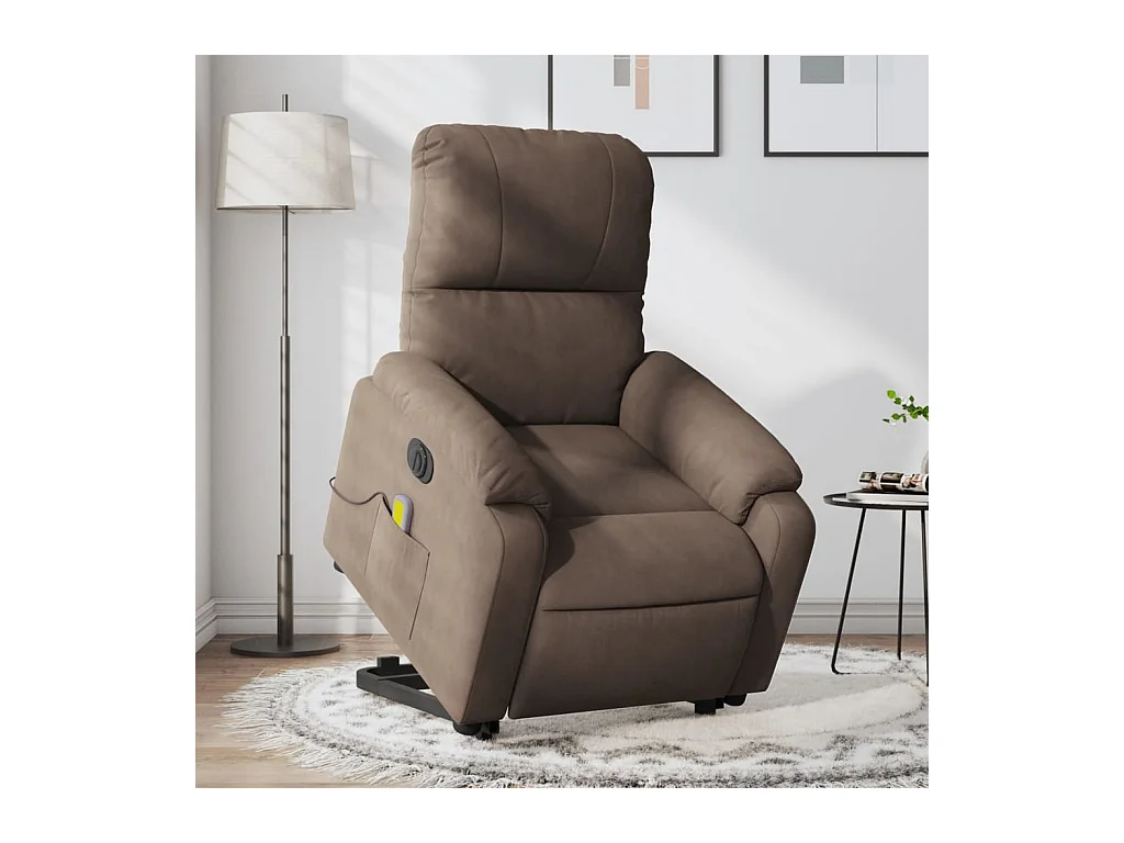 Sillón masaje eléctrico reclinable elevable tela marrón  YOE41685
