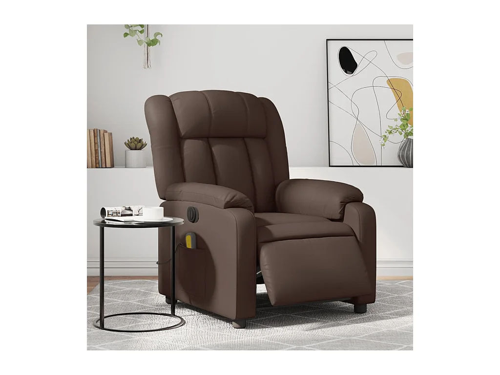 Fauteuil de massage inclinable électrique marron similicuir REO66901