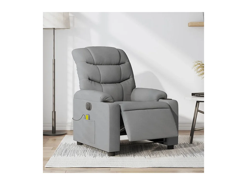 Fauteuil de massage inclinable électrique gris clair tissu REO39824