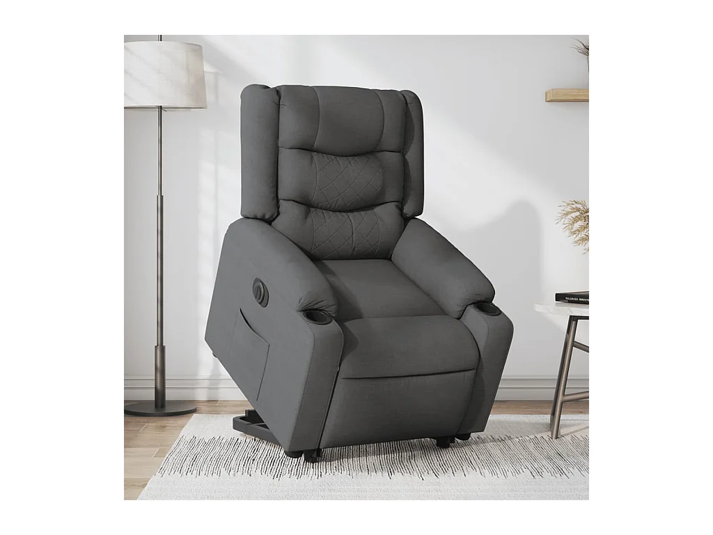 Fauteuil inclinable électrique gris foncé tissu REO21513