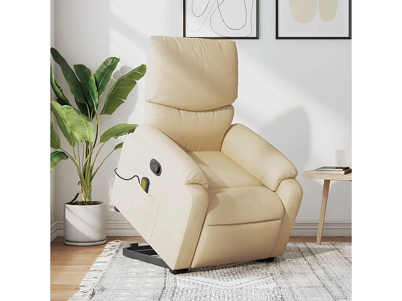 Fauteuil inclinable de massage Crème Tissu REO48121