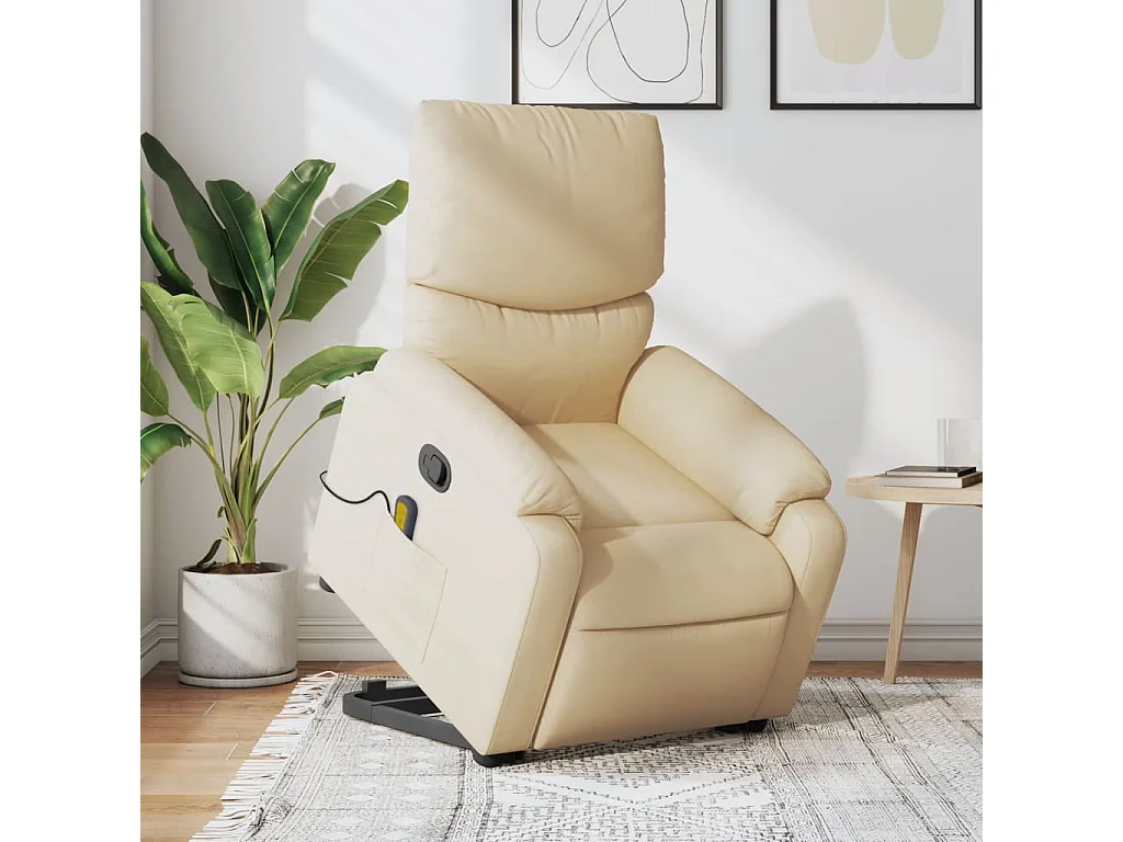 Fauteuil inclinable de massage Crème Tissu REO48121