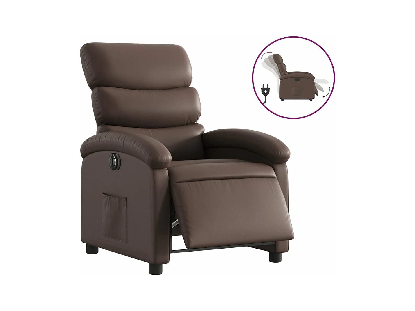 Fauteuil inclinable électrique Marron Similicuir REO64665