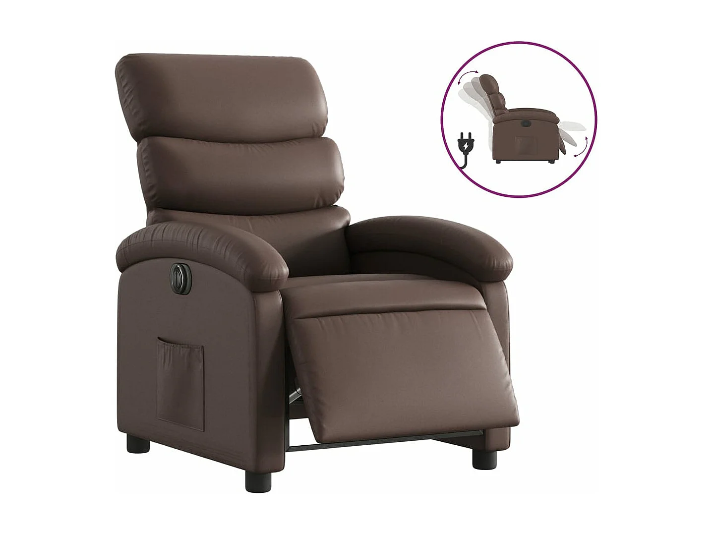 Fauteuil inclinable électrique Marron Similicuir REO64665