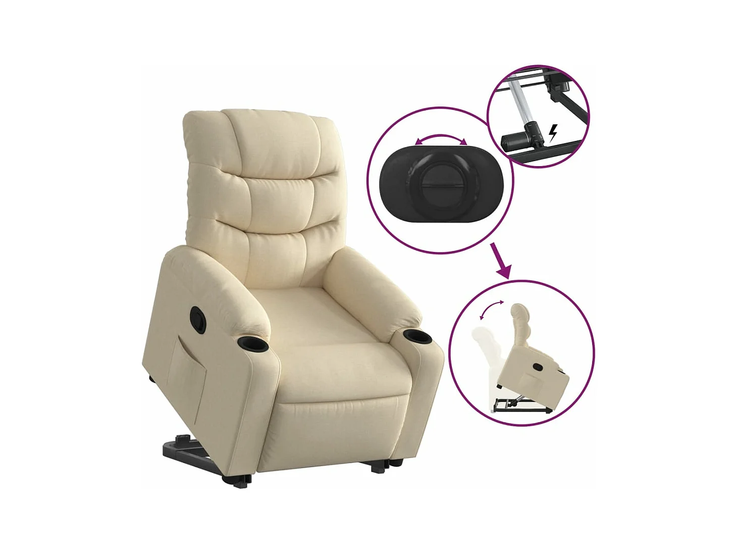 Relaxsessel | Fernsehsessel mit Aufstehhilfe Creme Stoff -gkd878442