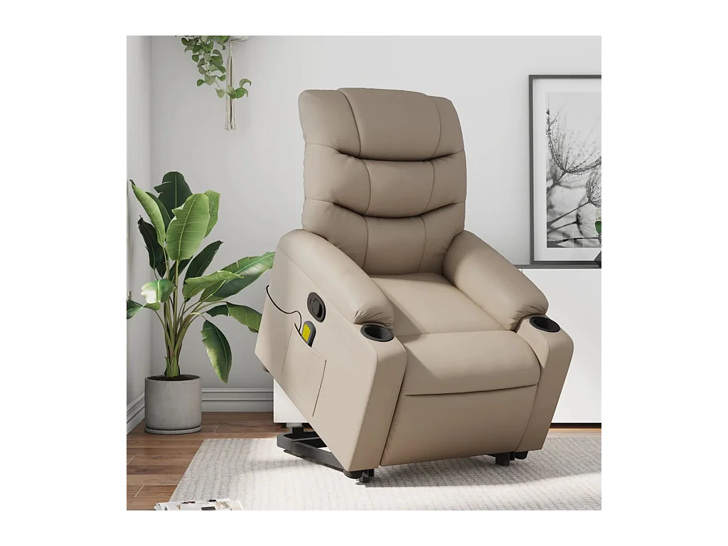 Fauteuil inclinable de massage Cappuccino Similicuir REO34299