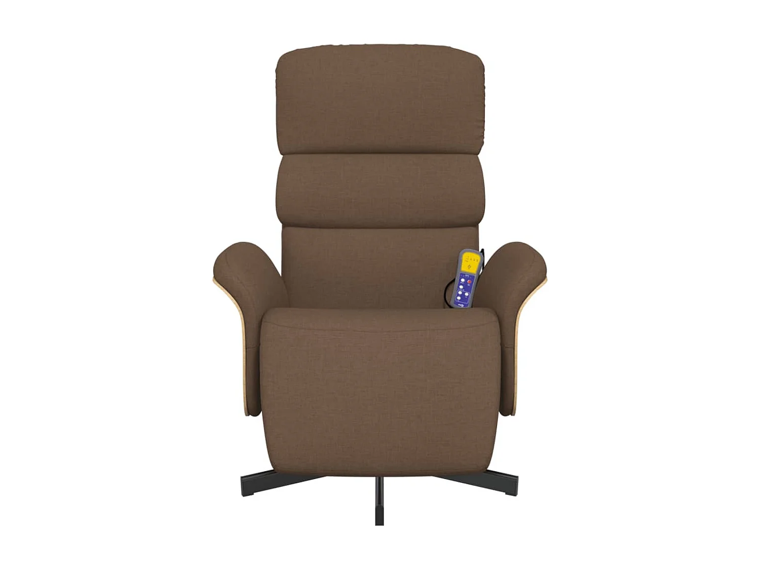 Fauteuil inclinable de massage avec repose-pieds marron tissu REO68726