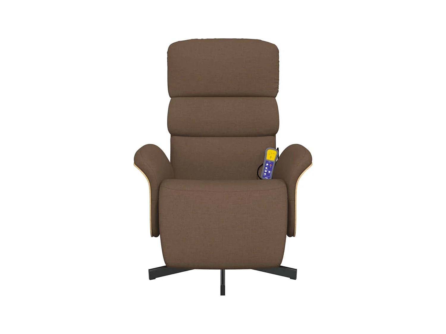 Fauteuil inclinable de massage avec repose-pieds marron tissu REO68726