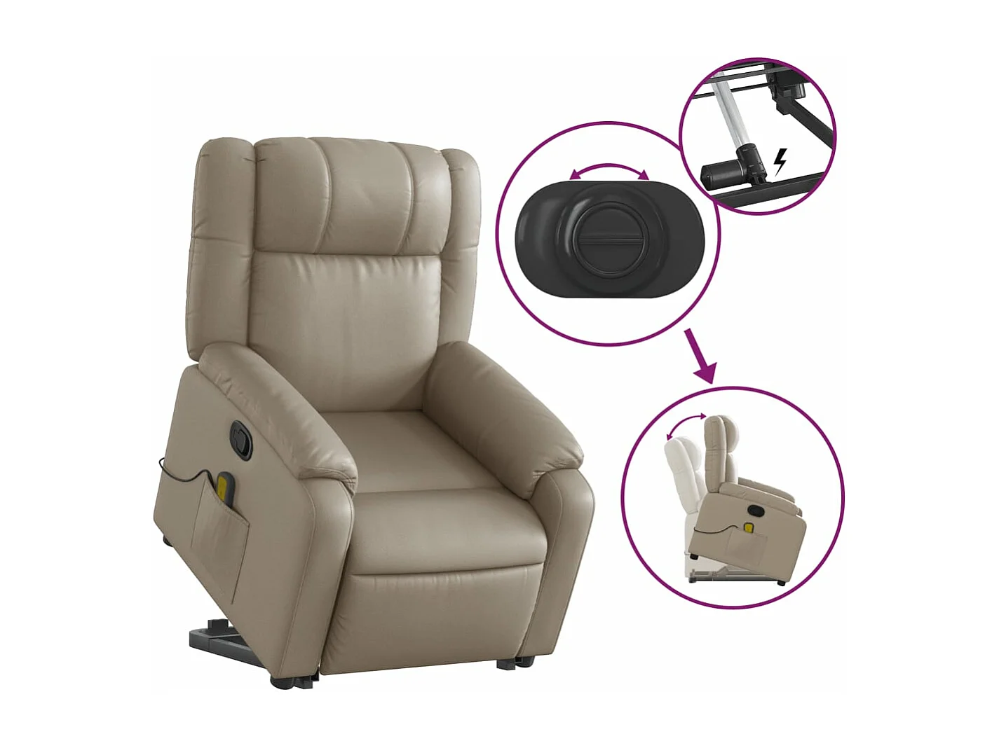 Fauteuil inclinable de massage Cappuccino Similicuir REO52578