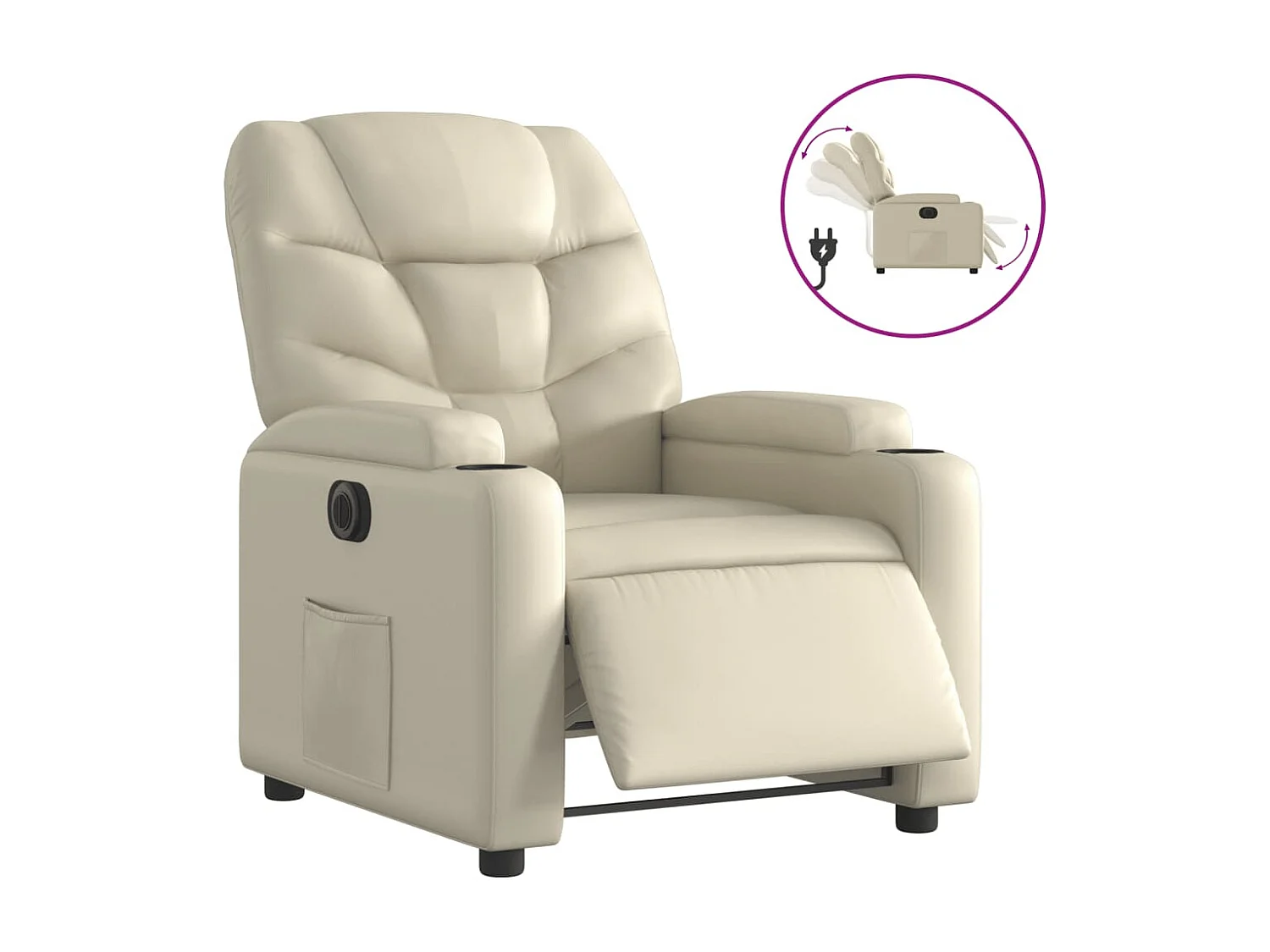 Relaxsessel Elektrisch | Fernsehsessel Creme Kunstleder -gkd458011