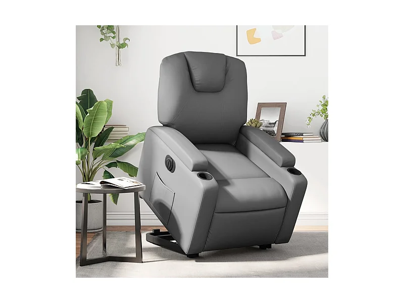 Relaxsessel | Fernsehsessel mit Aufstehhilfe Elektrisch Grau Kunstleder -gkd152419