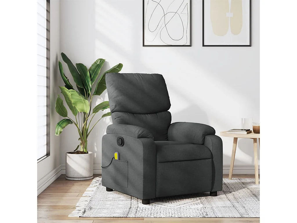 Fauteuil de massage inclinable Gris foncé Tissu REO37882