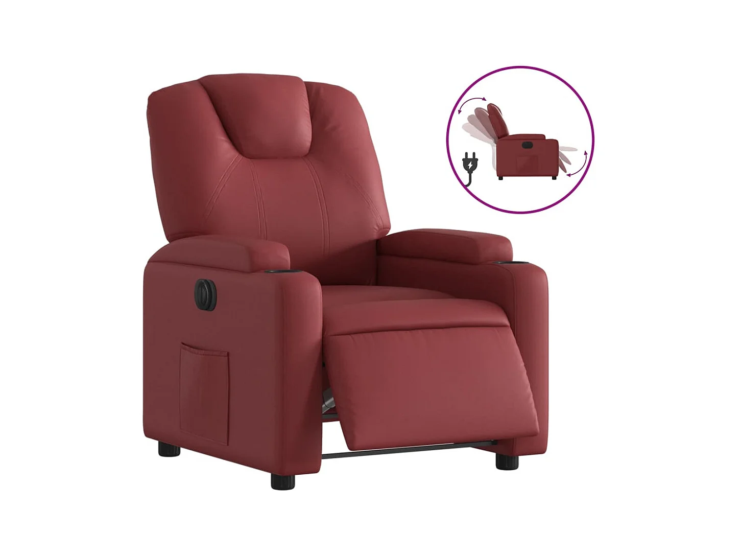 Relaxsessel Elektrisch | Fernsehsessel Weinrot Kunstleder -gkd222687