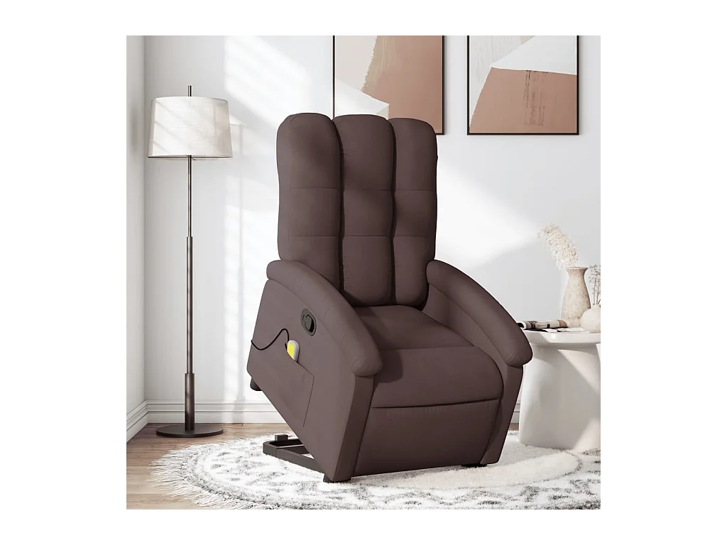 Fauteuil inclinable de massage Marron foncé Tissu REO88173